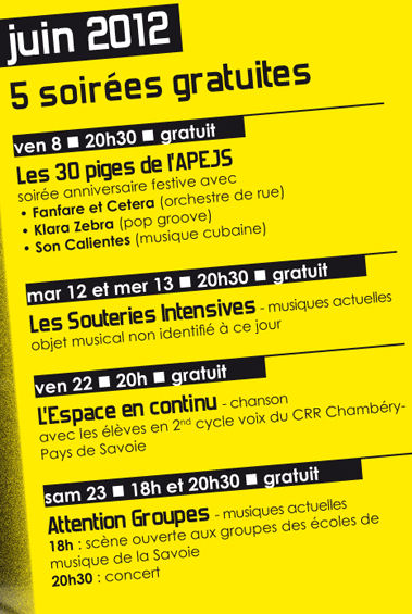 programme 5 soirees soute chambery