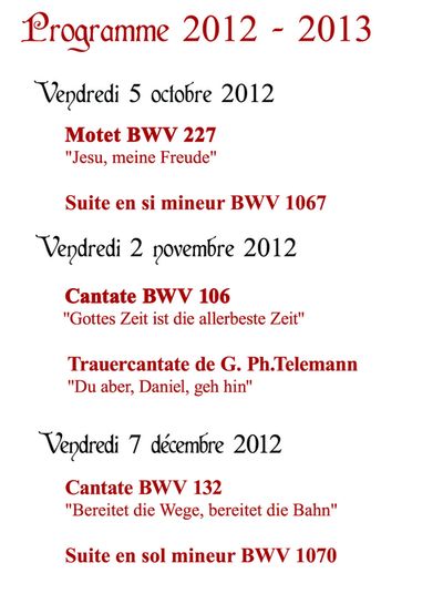 programme pause bach 2012